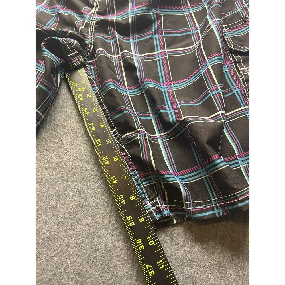 EXCELLENT KANU SURF Plaid Cargo Swim Trunks Board Shorts Men's XL Lined